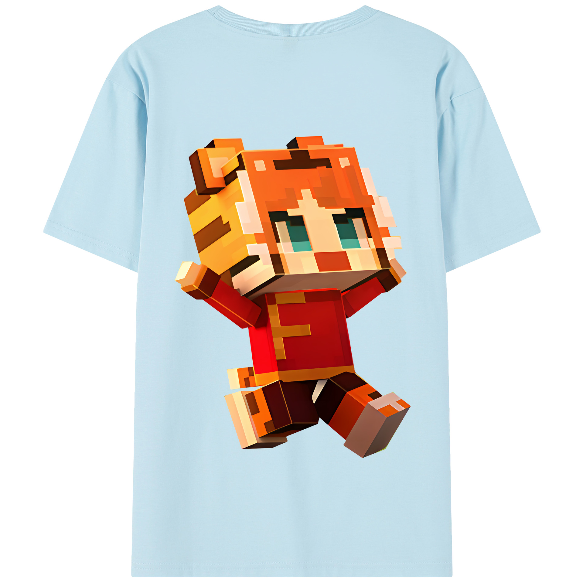 （画像用） マインクラフト ブロックの世界 Minecraft MC Block world 綿100％半袖Tシャツ（背面プリント）